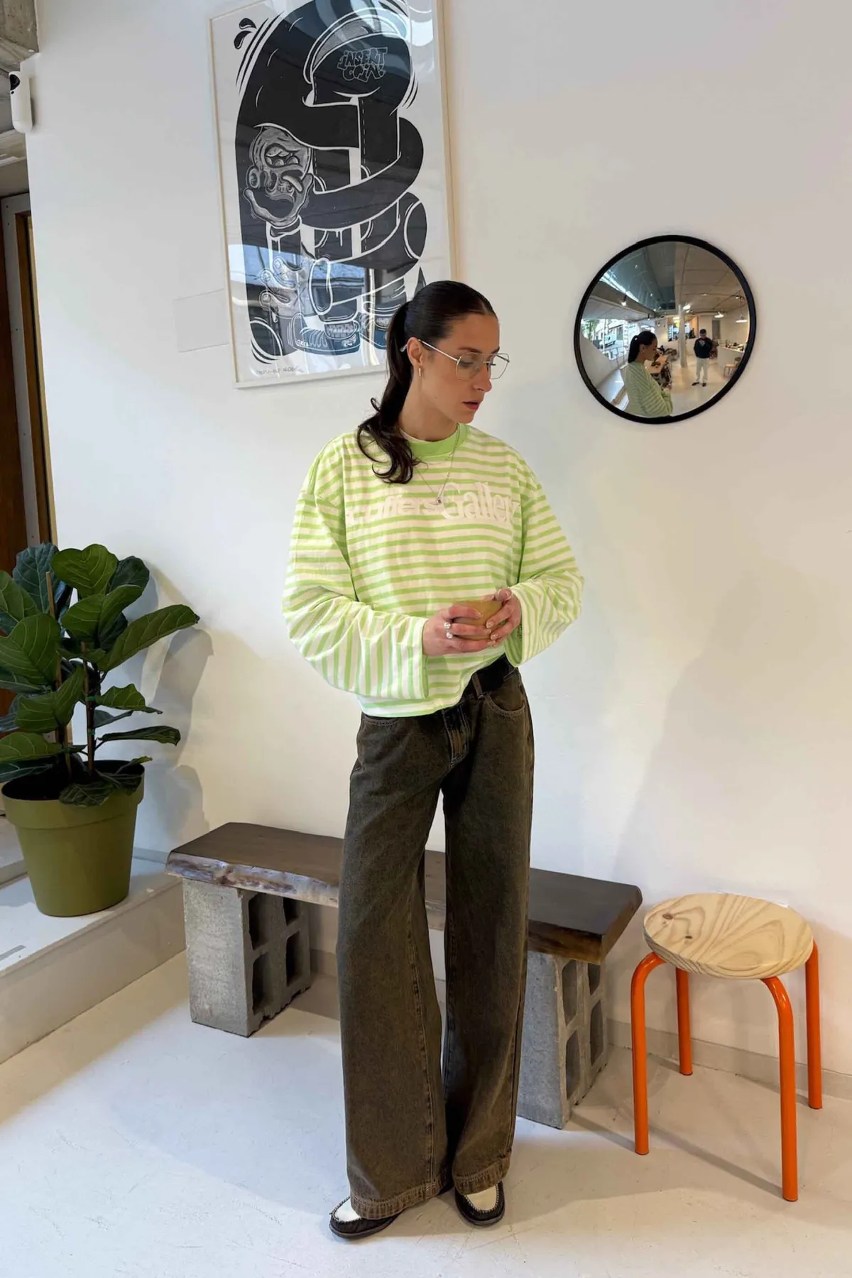 Scuffers Long Sleeves^Curator Green & White Longsleeve