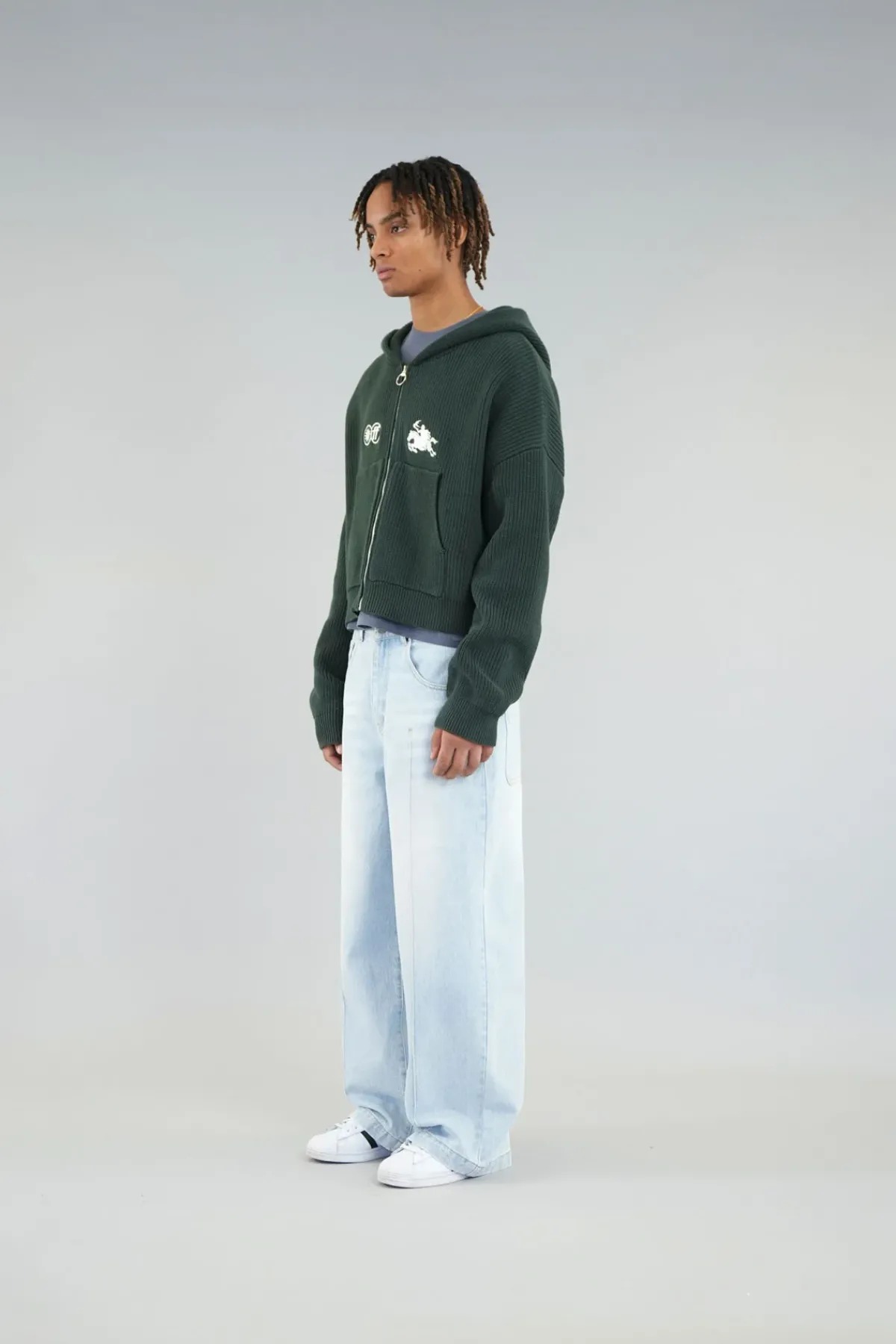 Scuffers Knitwear^Emblem Green Zipper Knit