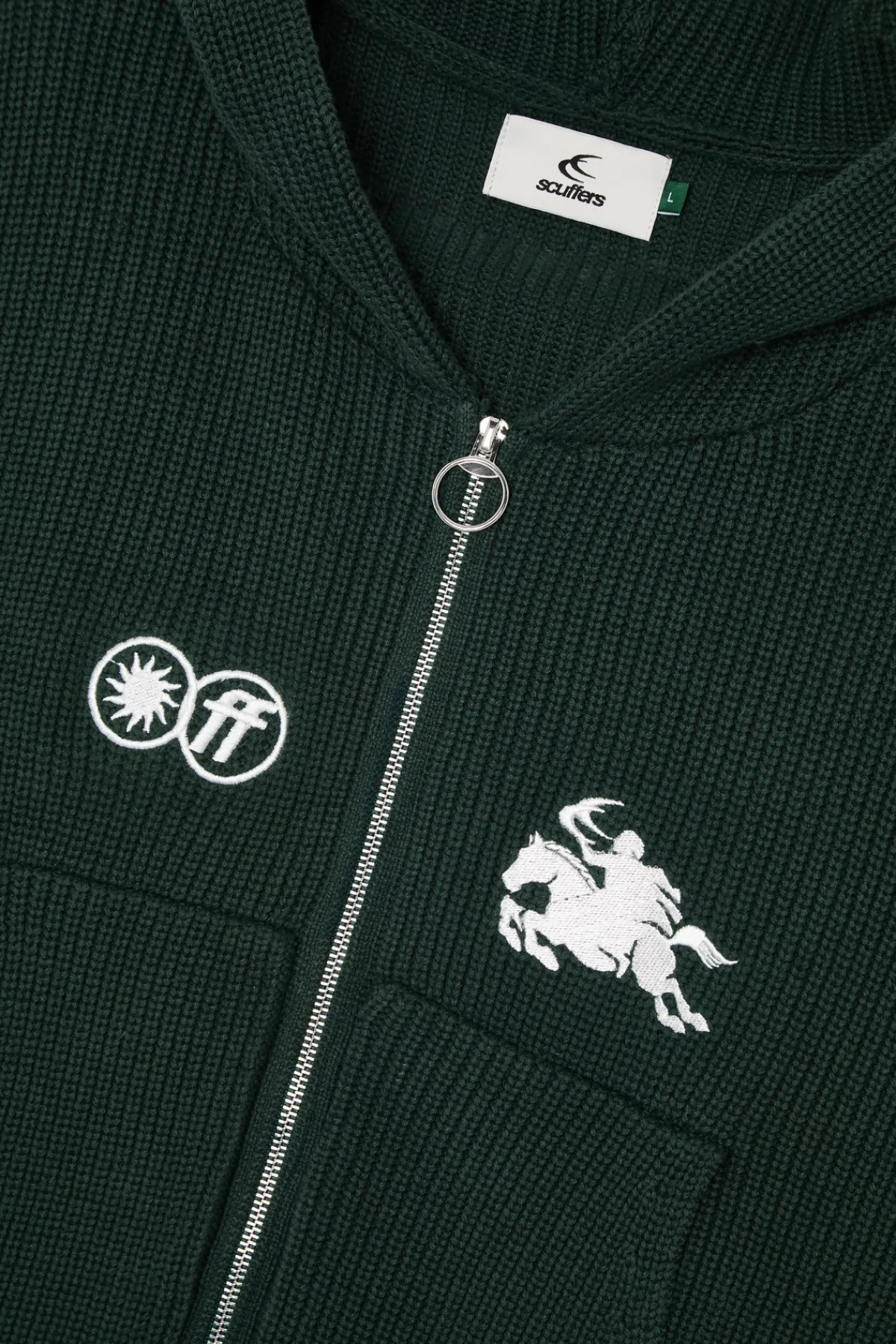 Scuffers Knitwear^Emblem Green Zipper Knit