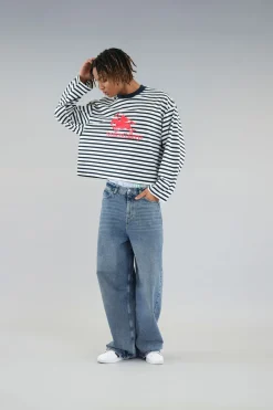 Scuffers Long Sleeves^Emblem Striped Navy Longsleeve