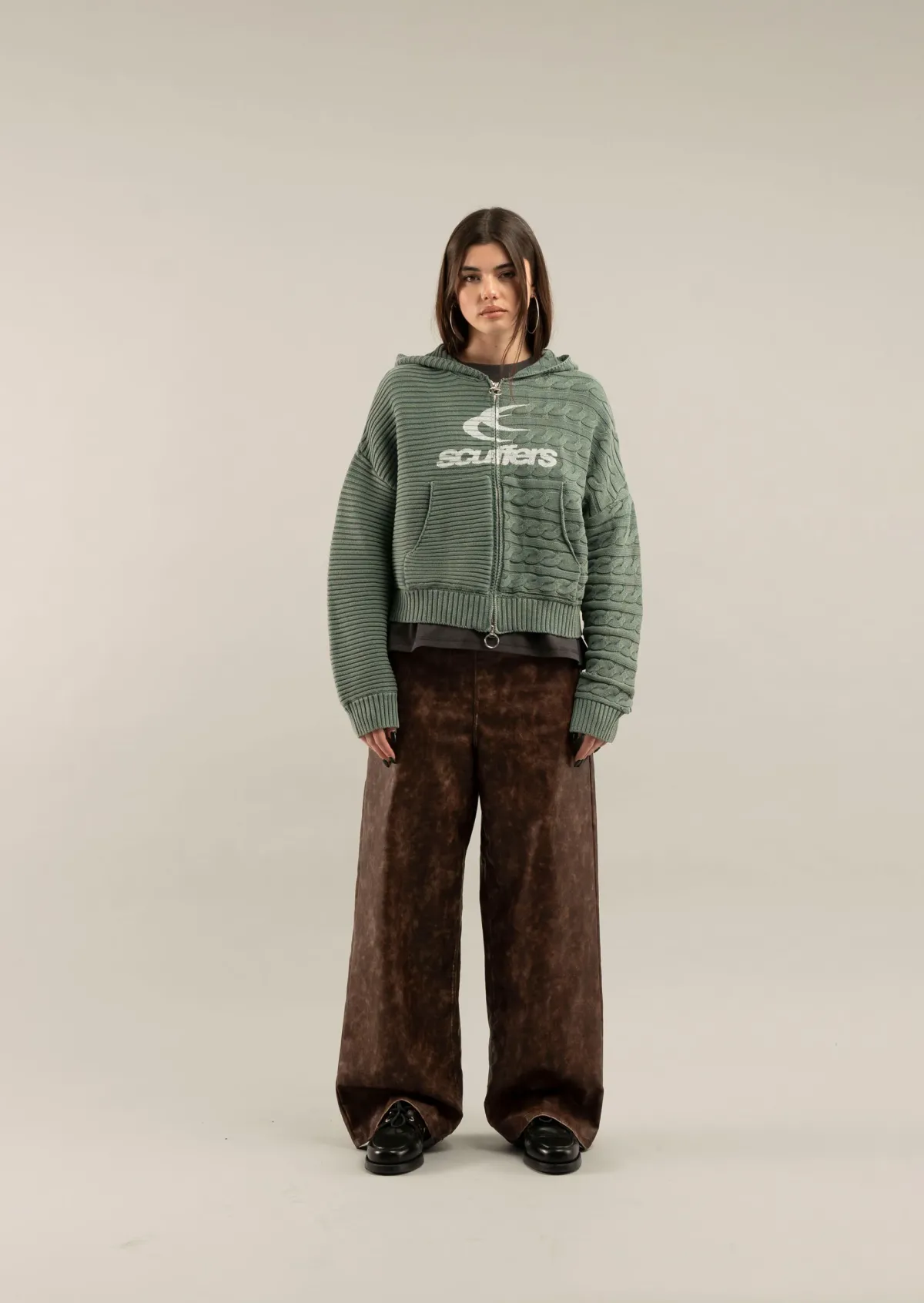 Scuffers Knitwear^Frenchie Green Knit Zipper