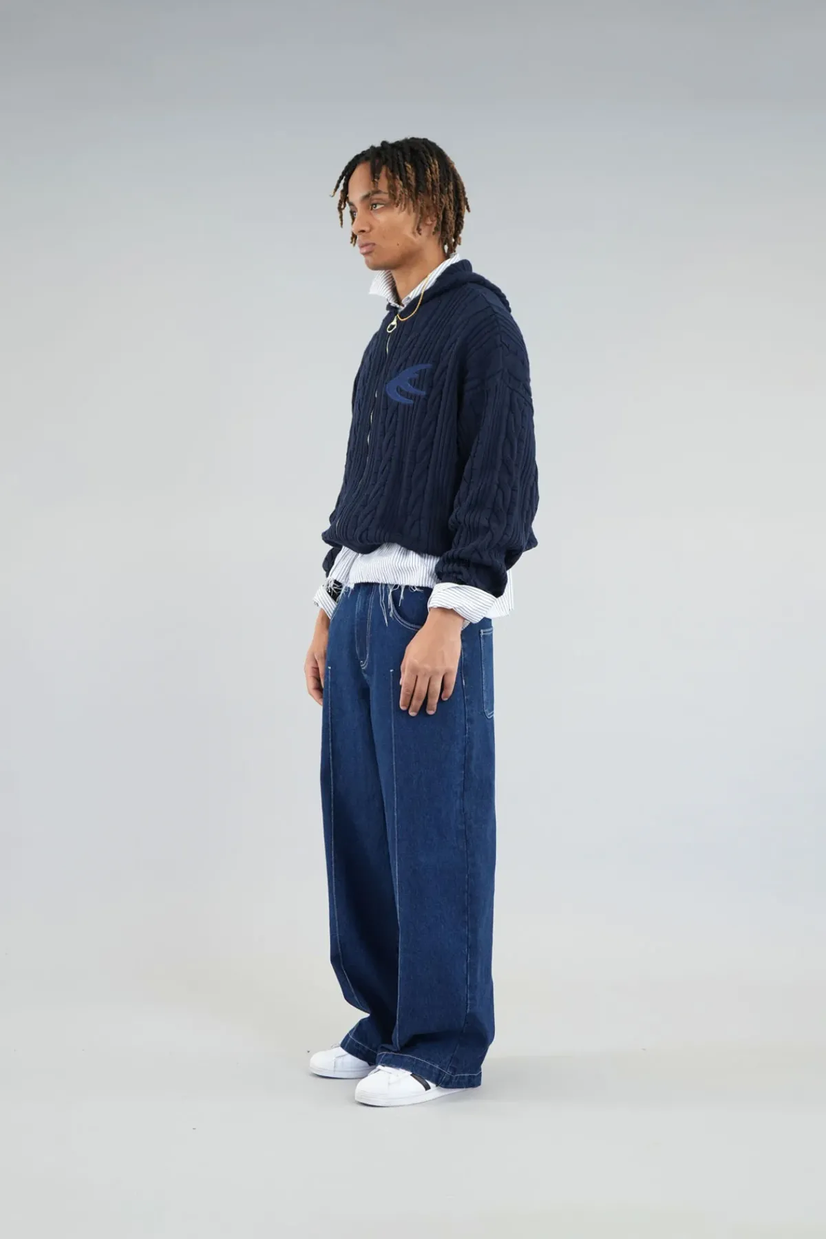 Scuffers Knitwear^Latte Navy Zipper Knit
