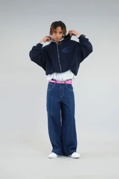 Scuffers Knitwear^Latte Navy Zipper Knit