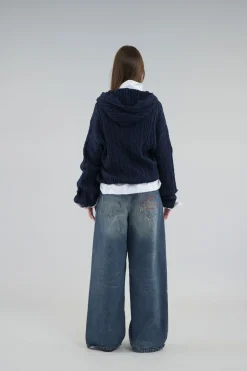 Scuffers Knitwear^Latte Navy Zipper Knit