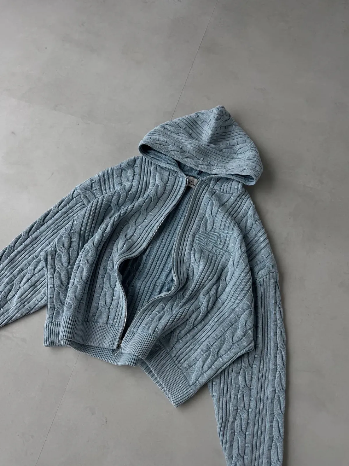 Scuffers Knitwear^Latte Zipper Light Blue Knit