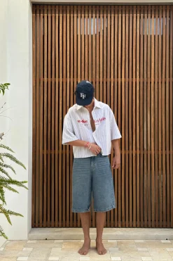 Scuffers Shirts & Polos^Not LA Yet Ecru Pinstripe Shirt