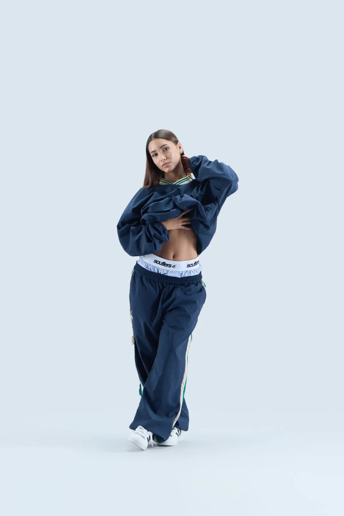 Scuffers Crewneck^Sports Tech Navy & Green Crewneck