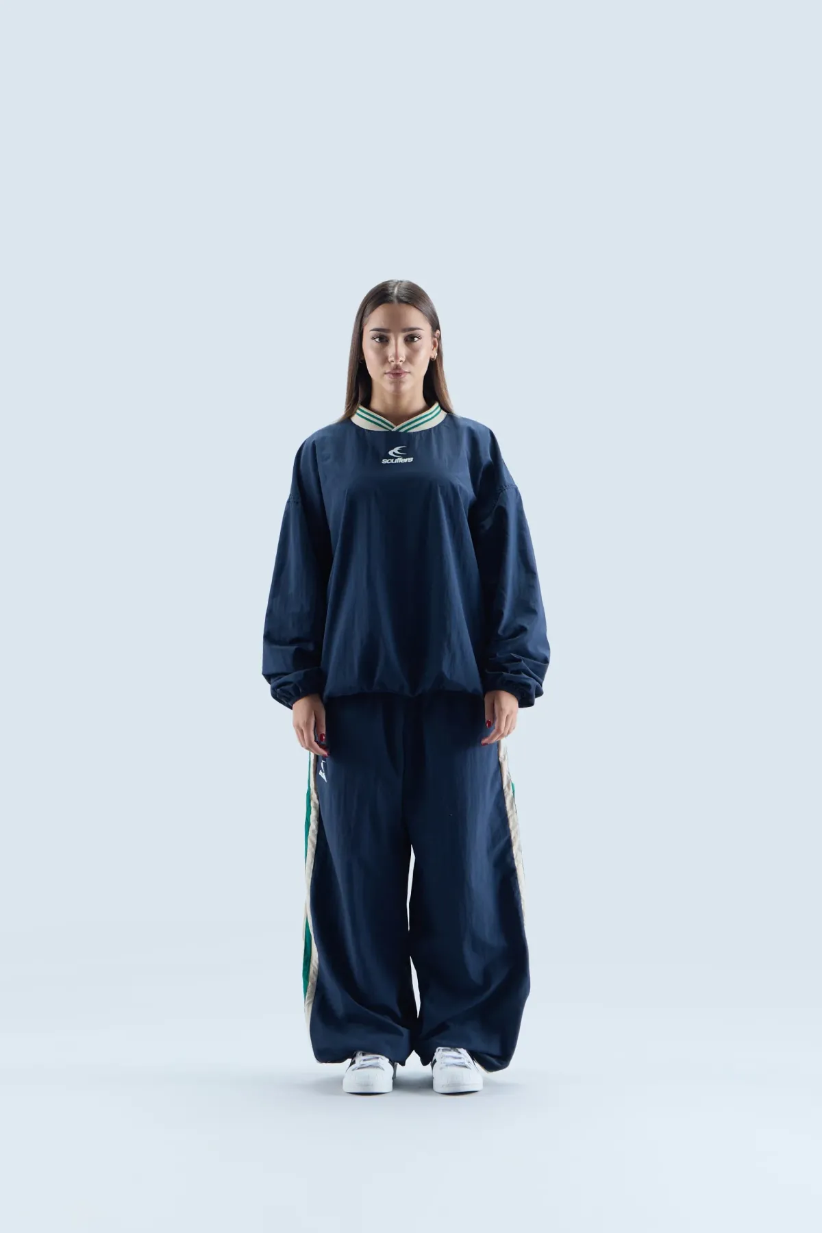 Scuffers Crewneck^Sports Tech Navy & Green Crewneck
